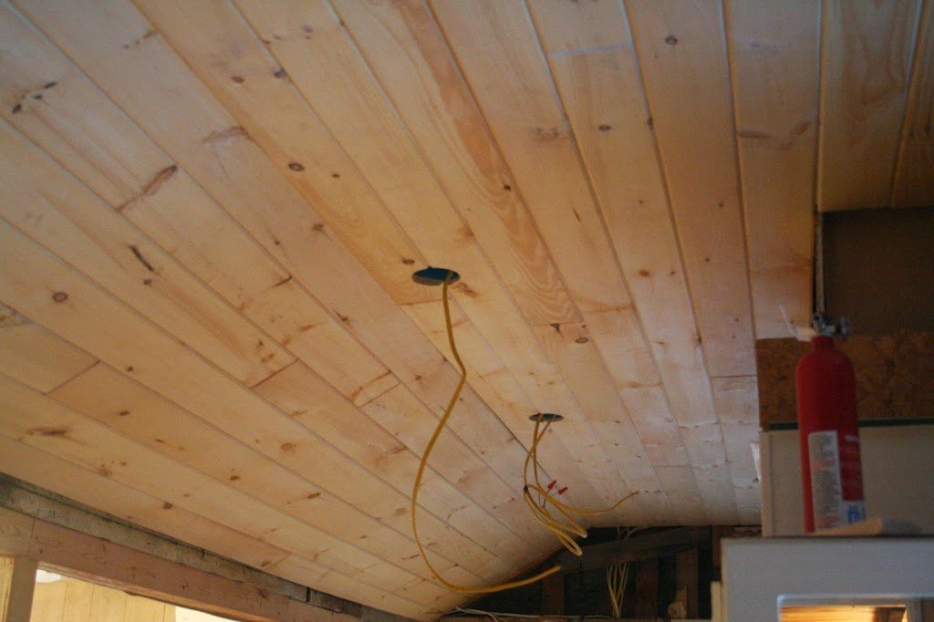 almost finished with the tongue and groove cottage ceiling 
