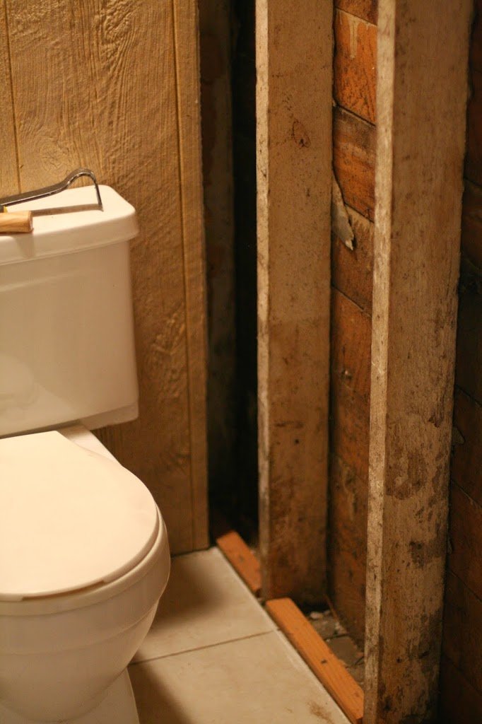 removing all of the walls from the small cottage bathroom