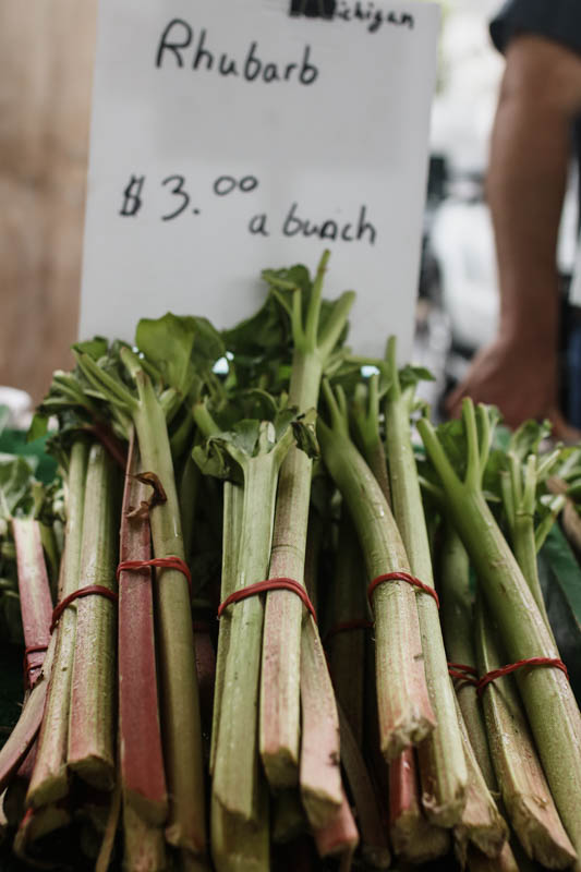 Grand Rapids, Michigan Farmers Market in early June has swiss chard, asparagus and more