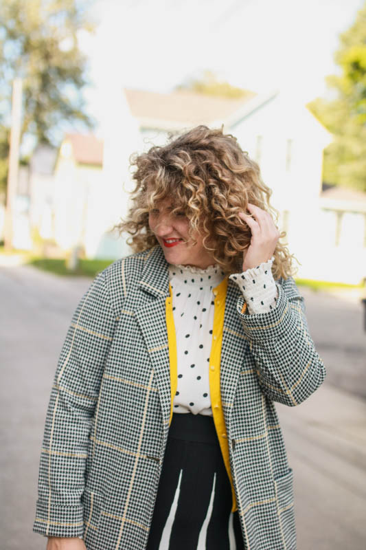 How to Pattern Mix using Polka Dots, Stripes, Houndstooth and the Sanctuary Boyfriend Blazer from Anthropologie 