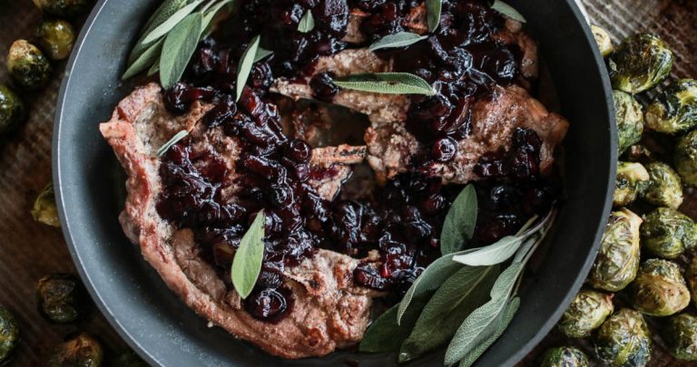 Lamb Chops with a blueberry and jalapeño sauce