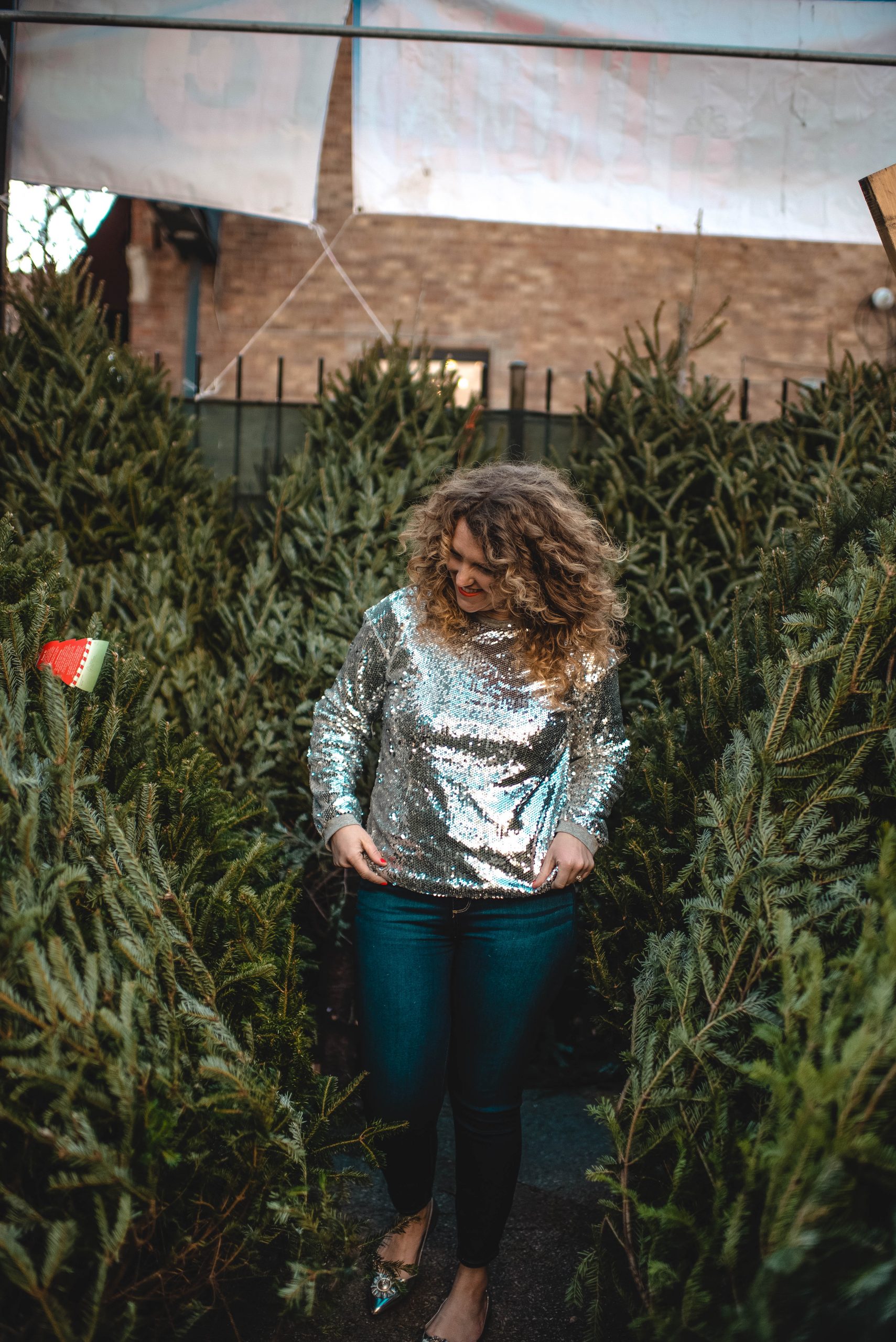 Christmas Tree Farm Sequin Sweater