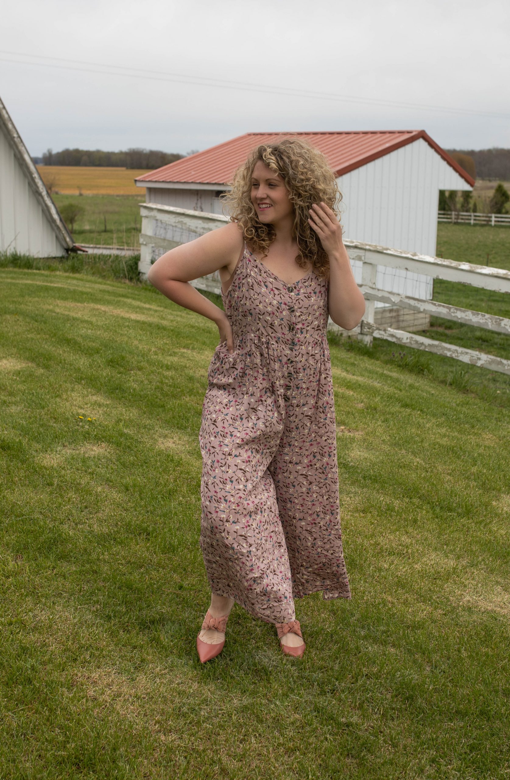 The FOund COttage button up spring jumpsuit 