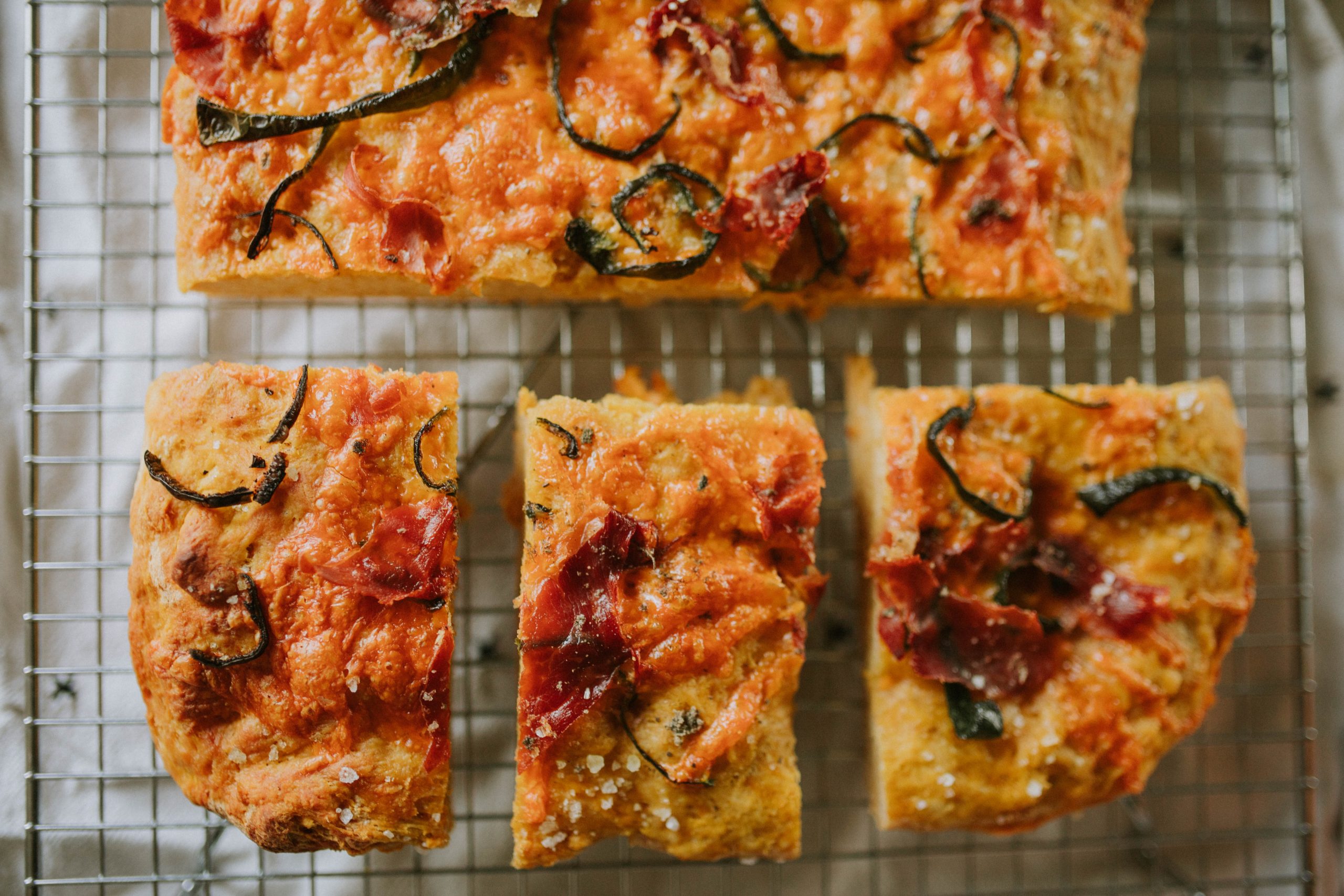 Pumpkin Focaccia Bread with Spicy Cheddar Topping 