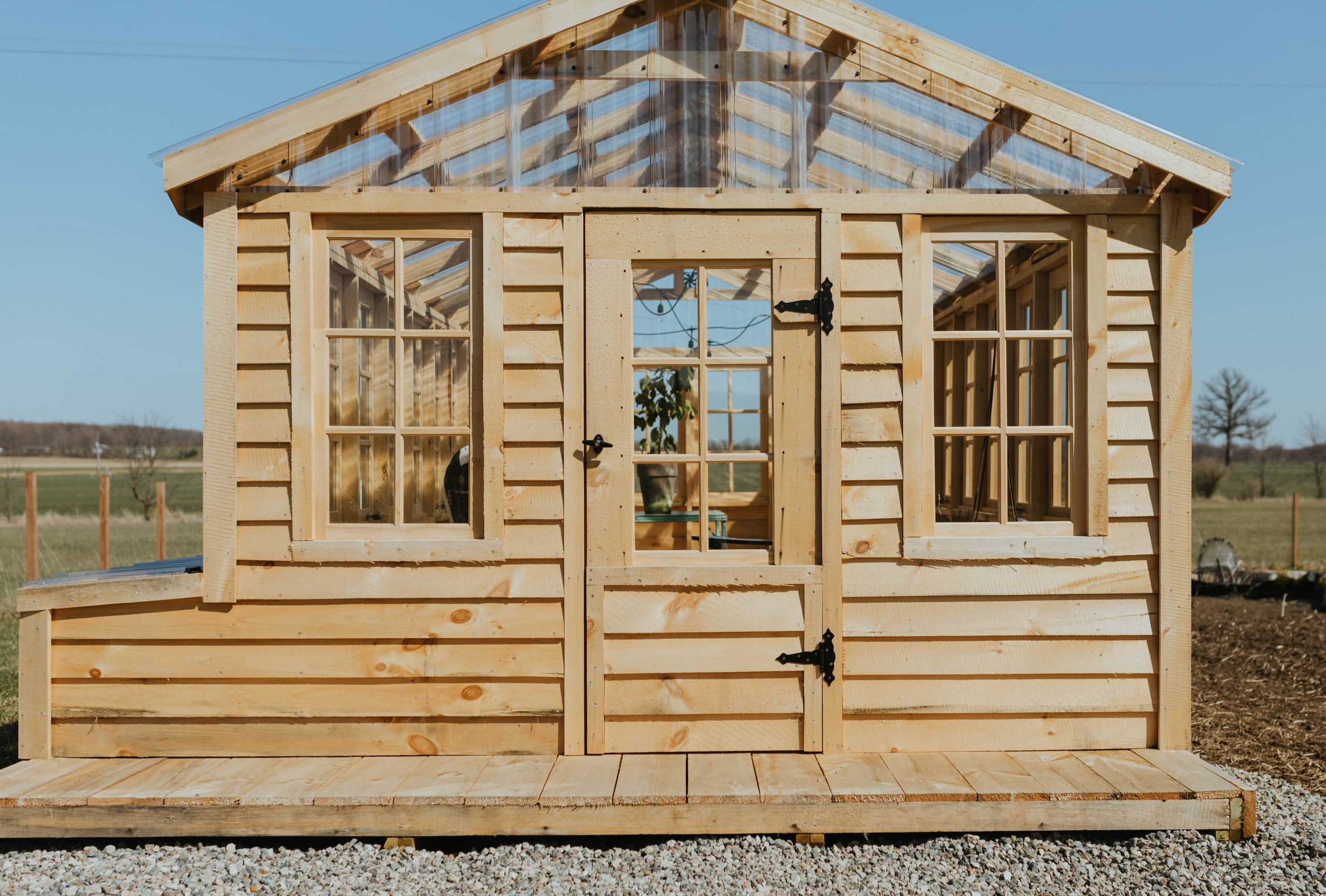 All wood handmade hobby greenhouse