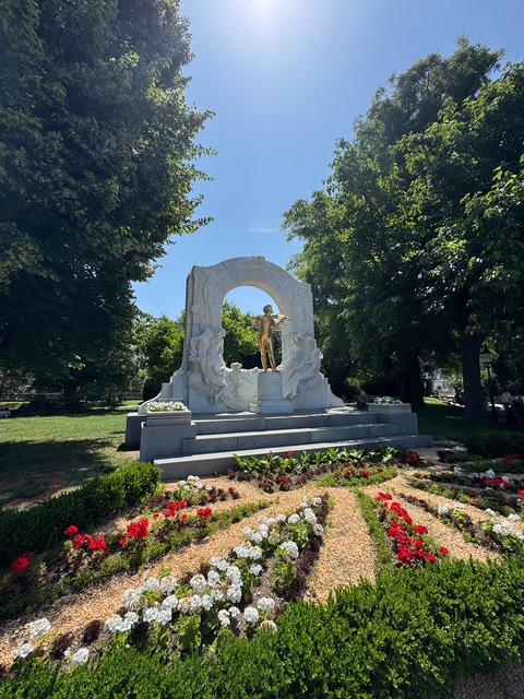 Statue in the rose gardens of Vienna